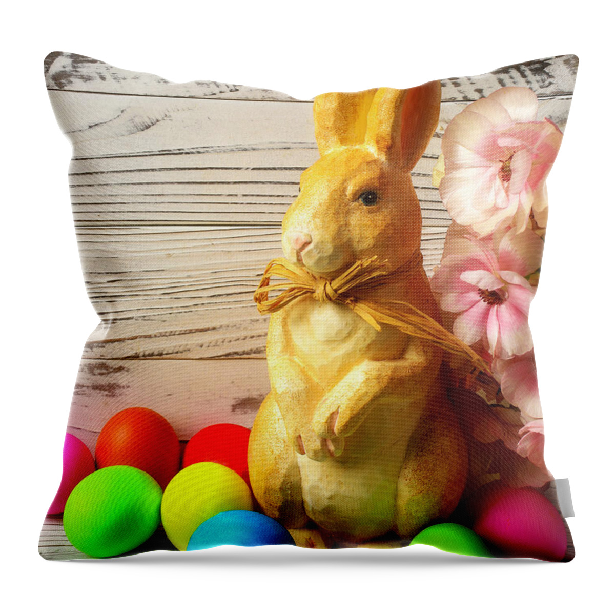 Easter Bunny And Colored Eggs Throw Pillow by Garry Gay - Pixels